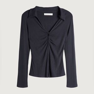 Oak + Fort Ribbed Ruched Front Top